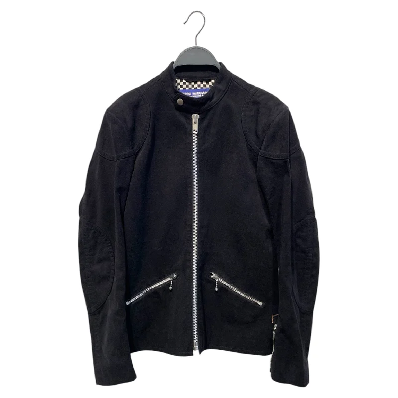 Men leather peacoats with a wool - blend lining for extra warmth in cold weatherJUNYA WATANABE COMME des GARCONS MAN/Leather Jkt/SS/Black/WS-J024 Men leather peacoats with a wool - blend lining for extra warmth in cold weatherJUNYA WATANABE COMME des GARCONS MAN/Leather Jkt/SS/Black/WS-J024