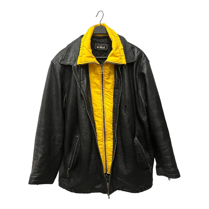 Men leather trench coats with a double - breasted design for a classic and sophisticated lookMcneal/Leather Jkt/L/Leather/BLK/ Men leather trench coats with a double - breasted design for a classic and sophisticated lookMcneal/Leather Jkt/L/Leather/BLK/
