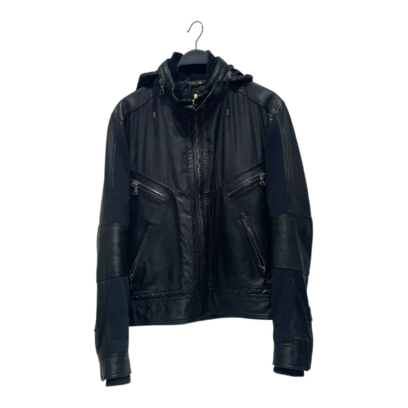 Men leather anoraks with a hooded design for protection against wind and rainDOLCE&GABBANA/Leather Jkt/52/Leather/BLK/ Men leather anoraks with a hooded design for protection against wind and rainDOLCE&GABBANA/Leather Jkt/52/Leather/BLK/
