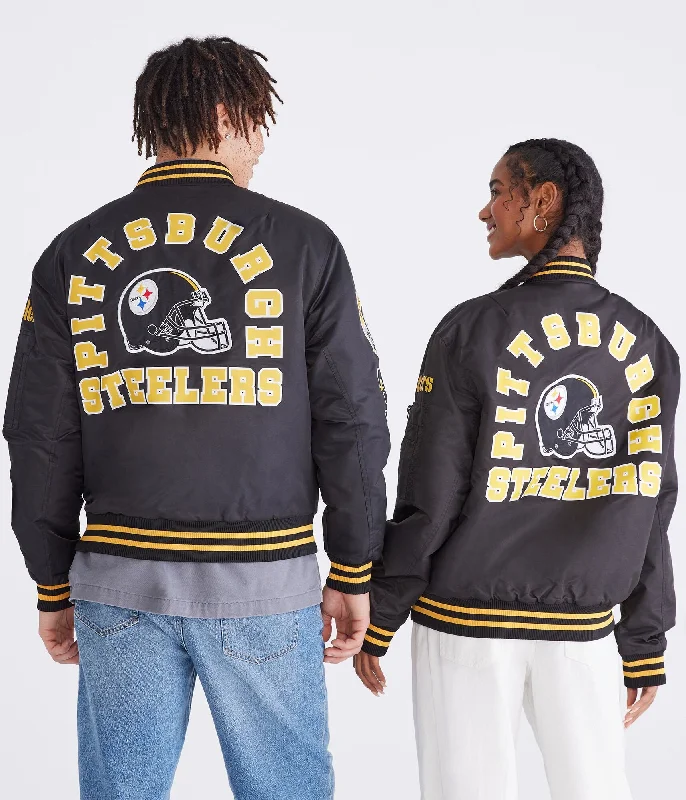 Slim - fit men coats in navy blue for a classic and sophisticated appearanceAeropostale Pittsburgh Steelers Helmet Bomber Jacket Slim - fit men coats in navy blue for a classic and sophisticated appearanceAeropostale Pittsburgh Steelers Helmet Bomber Jacket