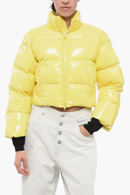 Balenciaga Patent-Effect Cropped Down Jacket Xs Standard Size