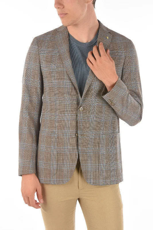 Men coats with a stand - up collar for a sleek and modern lookCorneliani CC COLLECTION Tartan Motif RIGHT Half-lined Blazer Men coats with a stand - up collar for a sleek and modern lookCorneliani CC COLLECTION Tartan Motif RIGHT Half-lined Blazer