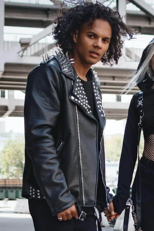 Men coats with a wind - resistant outer layer for blustery weatherCreeping Death Biker Jacket Men coats with a wind - resistant outer layer for blustery weatherCreeping Death Biker Jacket