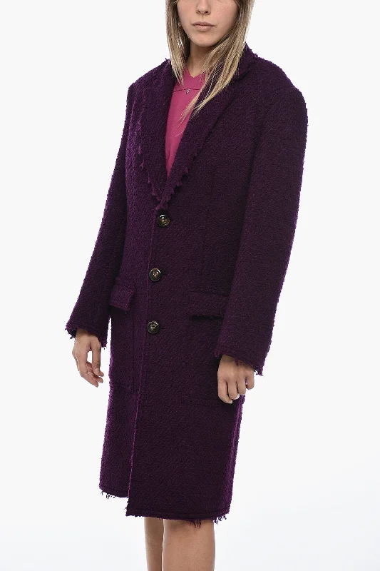 Dsquared2 Bouclè Wool Blend Coat With Flap Pockets