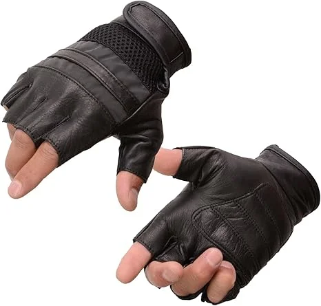 Men leather pea jackets with a high - collar for added warmth and a classic nautical styleFingerless Leather and Mesh Gloves Men leather pea jackets with a high - collar for added warmth and a classic nautical styleFingerless Leather and Mesh Gloves