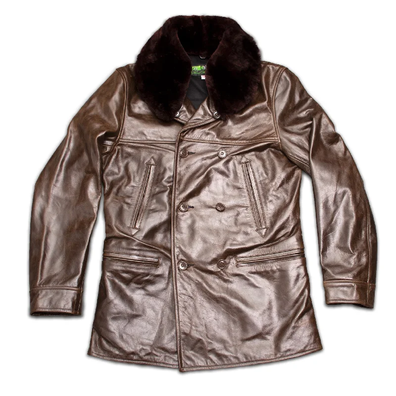 Men leather parkas with a removable fur - trimmed hood for a versatile and stylish lookHimel Bros. x Freenote Cloth Chinook - Black Oak American Steerhide Men leather parkas with a removable fur - trimmed hood for a versatile and stylish lookHimel Bros. x Freenote Cloth Chinook - Black Oak American Steerhide