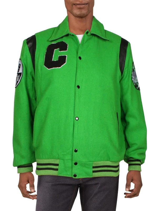 Men coats with a contrasting trim for a fashion - forward aestheticHope Mens Faux Leather Trim Patchwork Bomber Jacket Men coats with a contrasting trim for a fashion - forward aestheticHope Mens Faux Leather Trim Patchwork Bomber Jacket