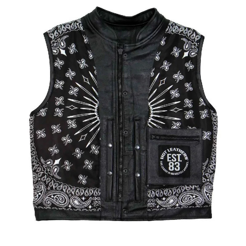 Men leather blouson jackets with a drawstring hem for a customizable fitHot Leathers VSM1049 Men's Black 'Paisley' Conceal and Carry Motorcycle Club Style Leather Vest Men leather blouson jackets with a drawstring hem for a customizable fitHot Leathers VSM1049 Men's Black 'Paisley' Conceal and Carry Motorcycle Club Style Leather Vest