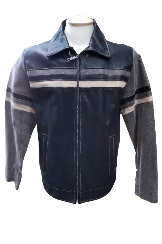 Men leather sport coats with a stretch - fabric panel for enhanced mobilityJacket 47563 Men leather sport coats with a stretch - fabric panel for enhanced mobilityJacket 47563