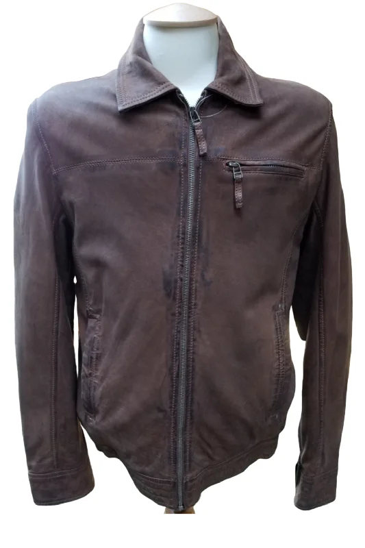Men leather safari jackets with a breathable cotton - blend exterior for outdoor adventuresJacket 5511L Men leather safari jackets with a breathable cotton - blend exterior for outdoor adventuresJacket 5511L