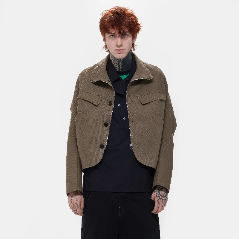 Men coats with a contrasting trim for a fashion - forward aestheticJacklight Jacket in Tan Men coats with a contrasting trim for a fashion - forward aestheticJacklight Jacket in Tan