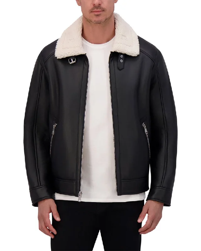 Men coats with a drawstring waist for a customizable fitKenneth Cole Moto Jacket