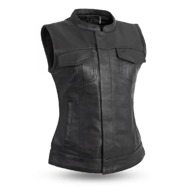 Men leather vests with a zip - front for easy layering and a cool biker - inspired styleLadies Lambskin Club Vest Men leather vests with a zip - front for easy layering and a cool biker - inspired styleLadies Lambskin Club Vest