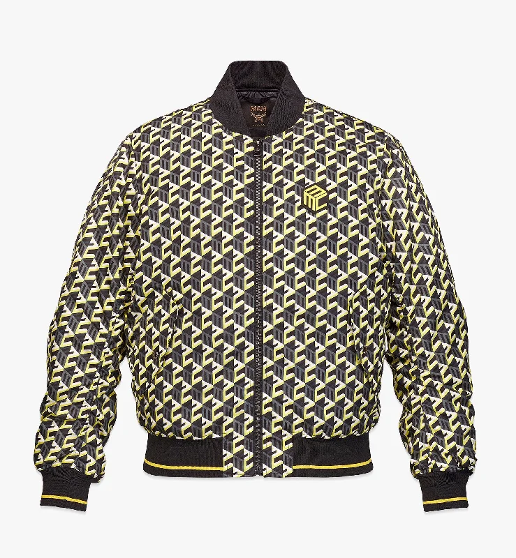 Men coats with a stand - up collar for a sleek and modern lookMen’S Cubic Monogram Print Bomber Jacket In Econyl Men coats with a stand - up collar for a sleek and modern lookMen’S Cubic Monogram Print Bomber Jacket In Econyl