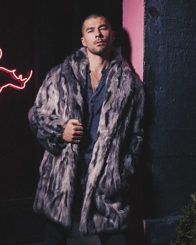 Long - line men coats reaching below the knee for maximum coverageMen's Faux Fur Coat | Wild Rabbit Long - line men coats reaching below the knee for maximum coverageMen's Faux Fur Coat | Wild Rabbit