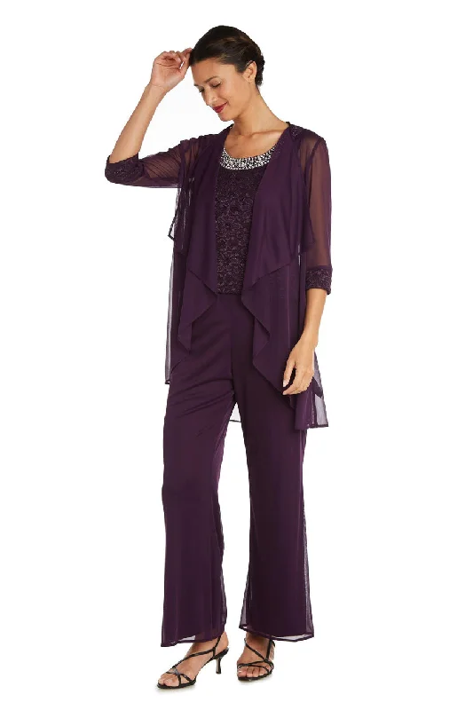 Plum 10P R&M Richards 5008P Petite Lace Pant Suit Sale