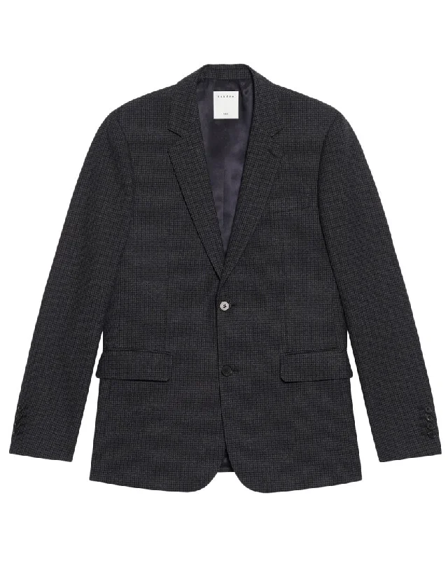 Men coats with a zip - out lining for easy cleaning and versatilitySandro Formal Houndstooth Wool Suit Jacket Men coats with a zip - out lining for easy cleaning and versatilitySandro Formal Houndstooth Wool Suit Jacket