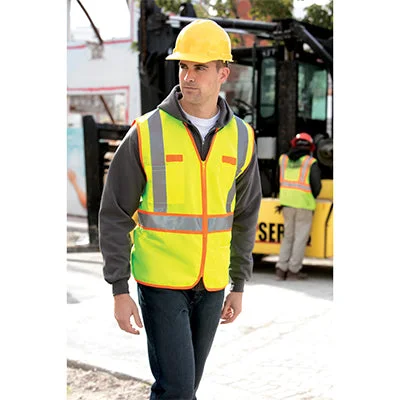 Sleeveless men waistcoats with a high - cut armhole for ease of movementCornerStone Two-Tone Safety Vest, ANSI 107 Class 2