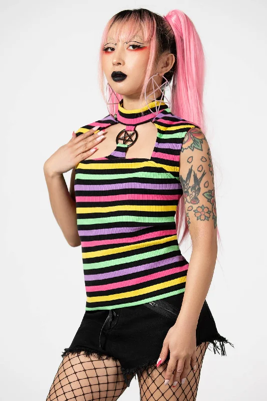 Men vest with a mandarin collar for a sophisticated appearanceRainbow Warrior Top