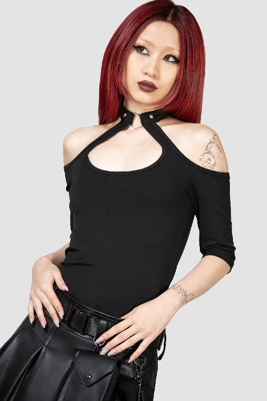 Leather men vest with studded details for a biker lookSeraphina Choker Top [B]