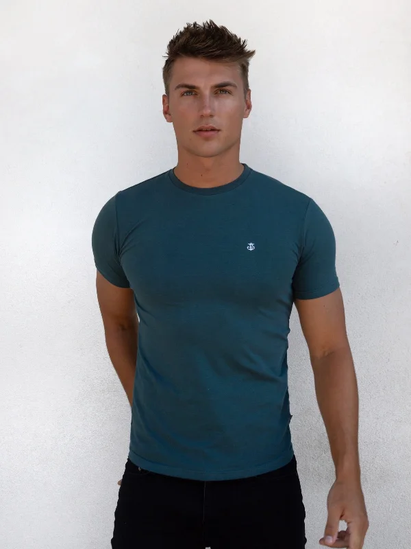 Men's smart - casual checkered t - shirts for semi - formal occasionsSalerno T-Shirt - Teal Green Men's smart - casual checkered t - shirts for semi - formal occasionsSalerno T-Shirt - Teal Green
