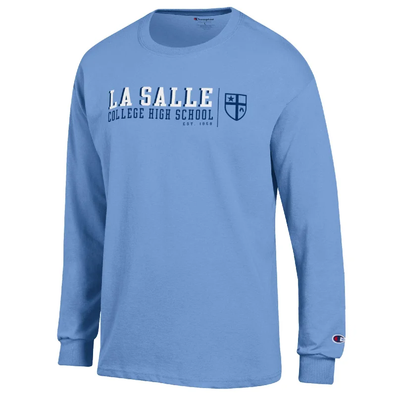 Men's button - front long sleeve Henley shirts with a casual charmChampion Basic Long Sleeve Tee Light Blue Men's button - front long sleeve Henley shirts with a casual charmChampion Basic Long Sleeve Tee Light Blue