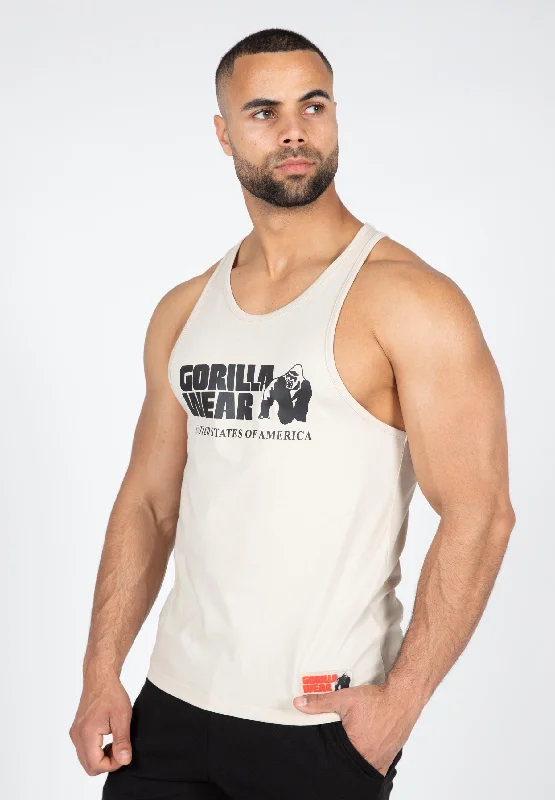 slim fit tank tops for menClassic Tank Top -  Beige