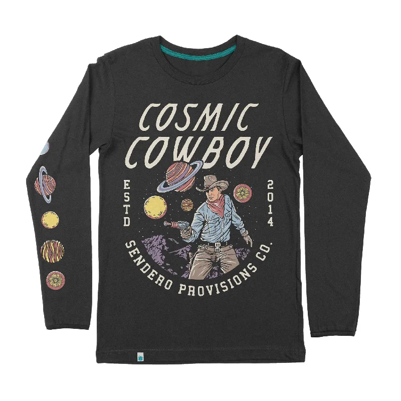 Men's anti - wrinkle long sleeve travel shirts for hassle - free tripsCosmic Cowboy Long Sleeve T-Shirt Men's anti - wrinkle long sleeve travel shirts for hassle - free tripsCosmic Cowboy Long Sleeve T-Shirt