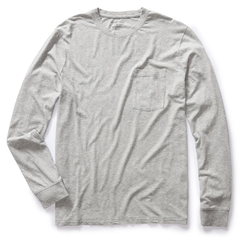 Men's high - collar polo shirts with a modern twistThe Cotton Hemp Long Sleeve Tee in Heather Grey Men's high - collar polo shirts with a modern twistThe Cotton Hemp Long Sleeve Tee in Heather Grey