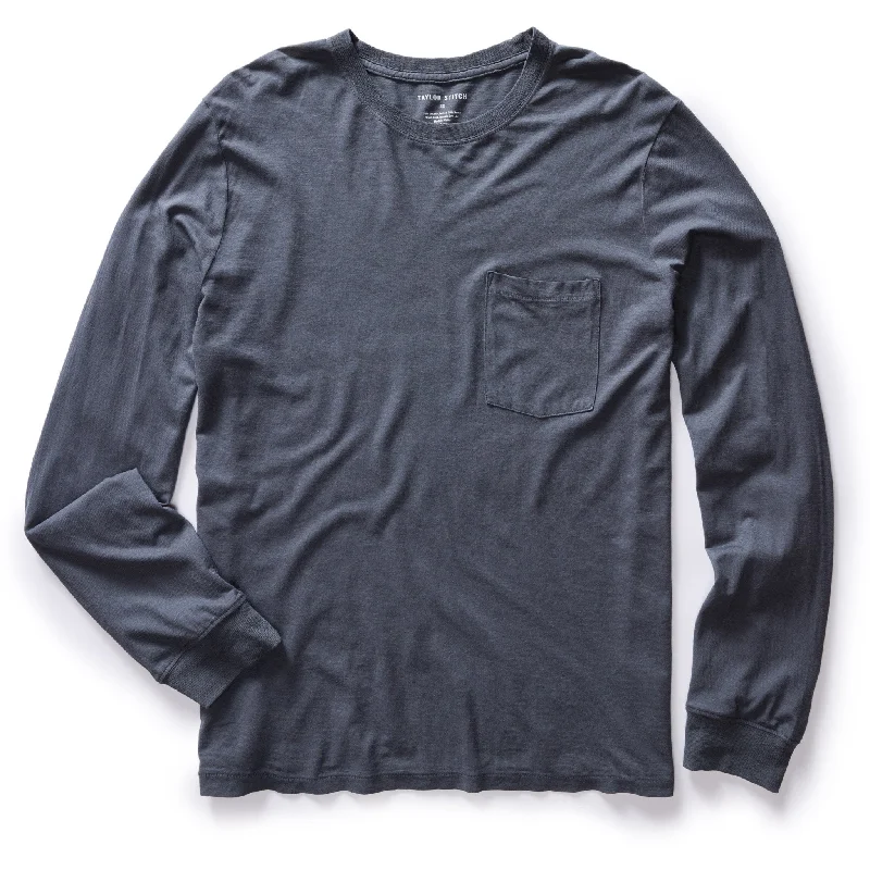 Men's UV - protected polo shirts for outdoor gardeningThe Cotton Hemp Long Sleeve Tee in Navy Men's UV - protected polo shirts for outdoor gardeningThe Cotton Hemp Long Sleeve Tee in Navy