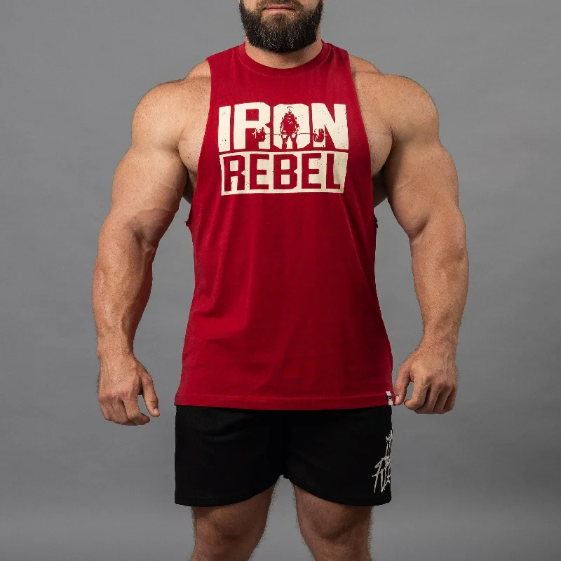 men's tank tops for crossfitDeadlift "Hulk Cut" Tee (Cherry)
