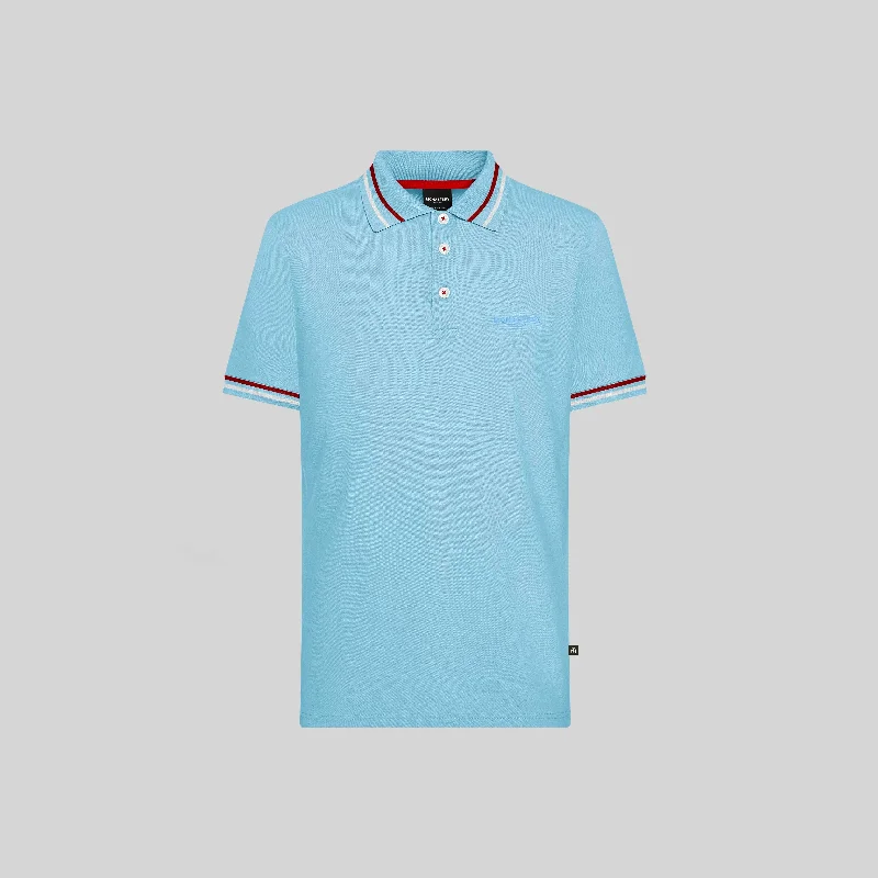 Men's ribbed cuffs and hem polo shirts for a textured lookDORICO BLUE POLO