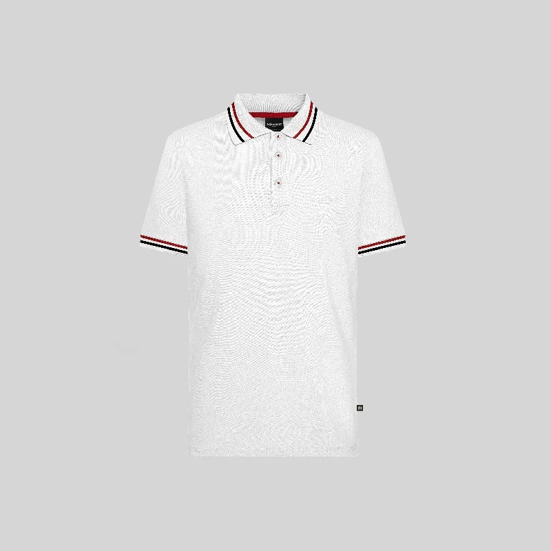 Men's two - tone stripe polo shirts with a preppy styleDORICO WHITE POLO
