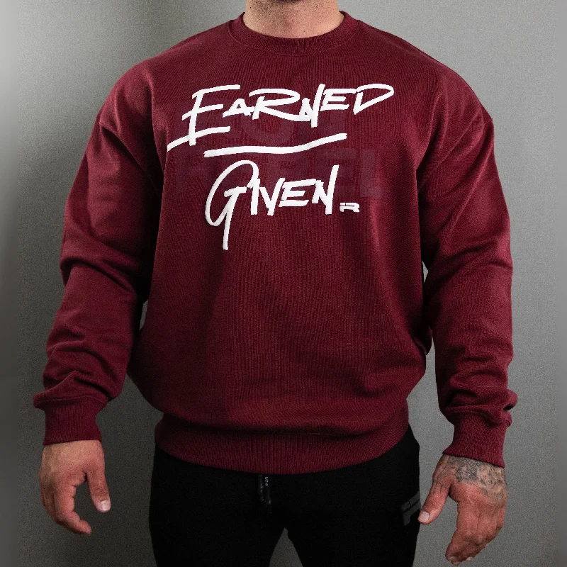 men's tank tops for yogaEarned/Given Crewneck (Wine)