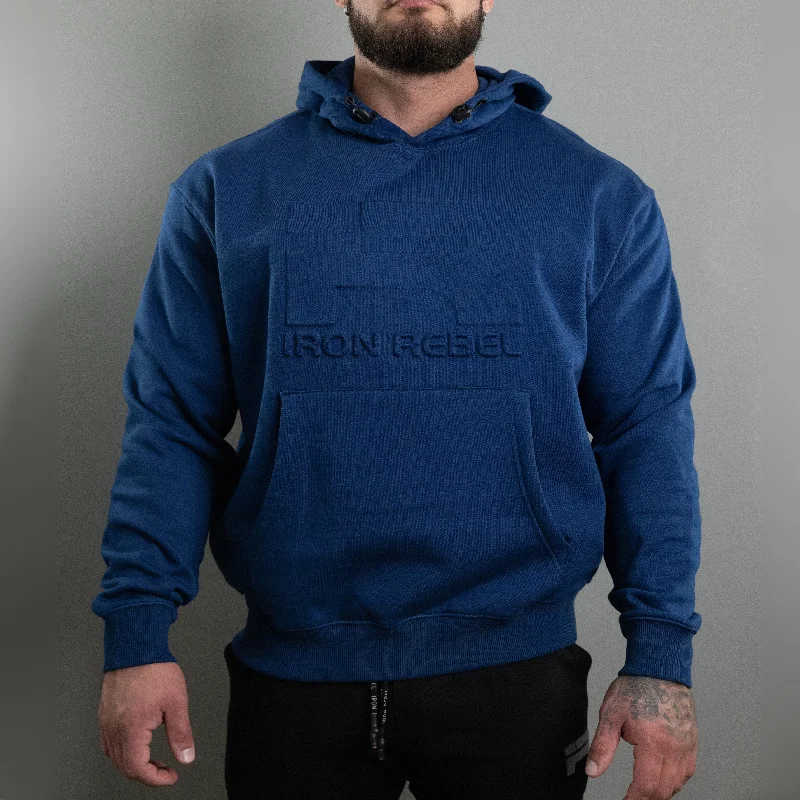 longline tank tops for menEmbossed Hoodie (Blue)