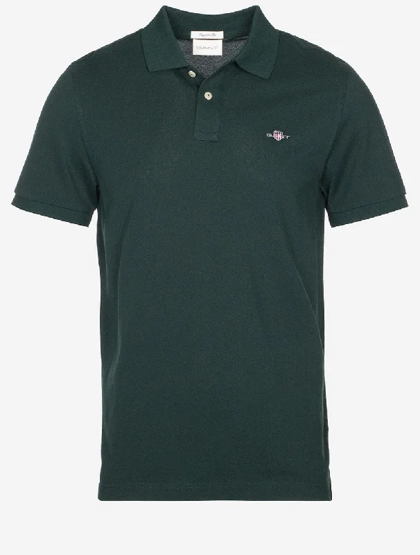 Men's lightweight performance polo shirts for tennis matchesRegular Shield Short Sleeve Pique Polo Tartan Green
