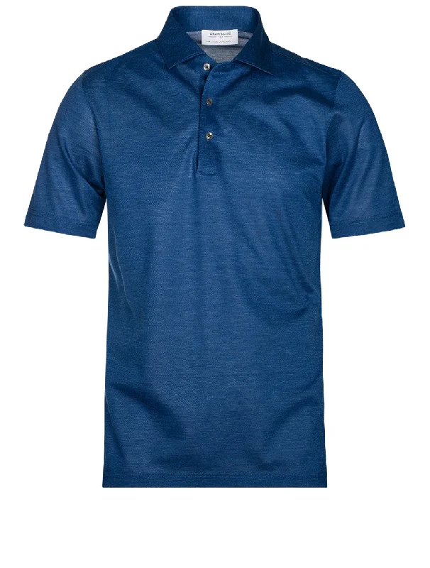 Men's button - down spread collar polo shirts for business casual3 button Polo Shirt Blue Men's button - down spread collar polo shirts for business casual3 button Polo Shirt Blue