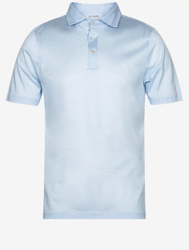Men's formal - style silk blend polo shirts for special occasions3 Button Polo Shirt Blue Men's formal - style silk blend polo shirts for special occasions3 Button Polo Shirt Blue
