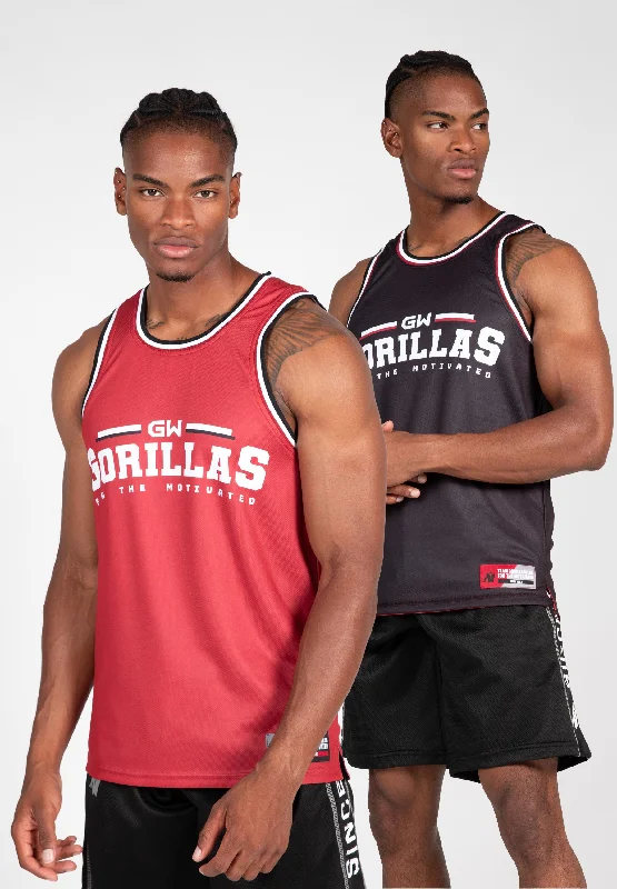 graphic print men's tank topsKeene Reversible Tank Top - Red/Black