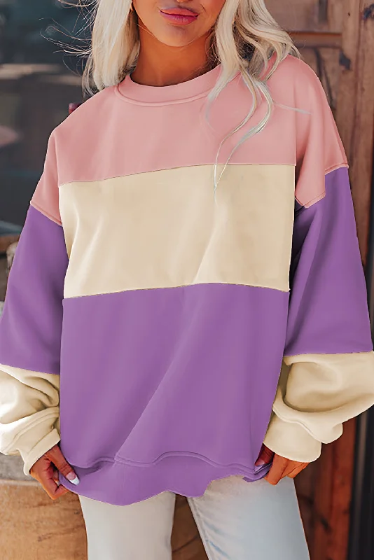 Men's long sleeve slim fit button - down shirts for business meetingsMeadow Mauve Colorblock Patchwork Drop Shoulder Sweatshirt Men's long sleeve slim fit button - down shirts for business meetingsMeadow Mauve Colorblock Patchwork Drop Shoulder Sweatshirt