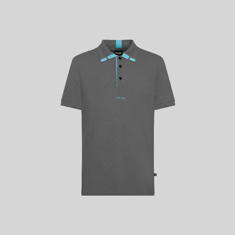 Men's button - down spread collar polo shirts for business casualMEGES GREY POLO