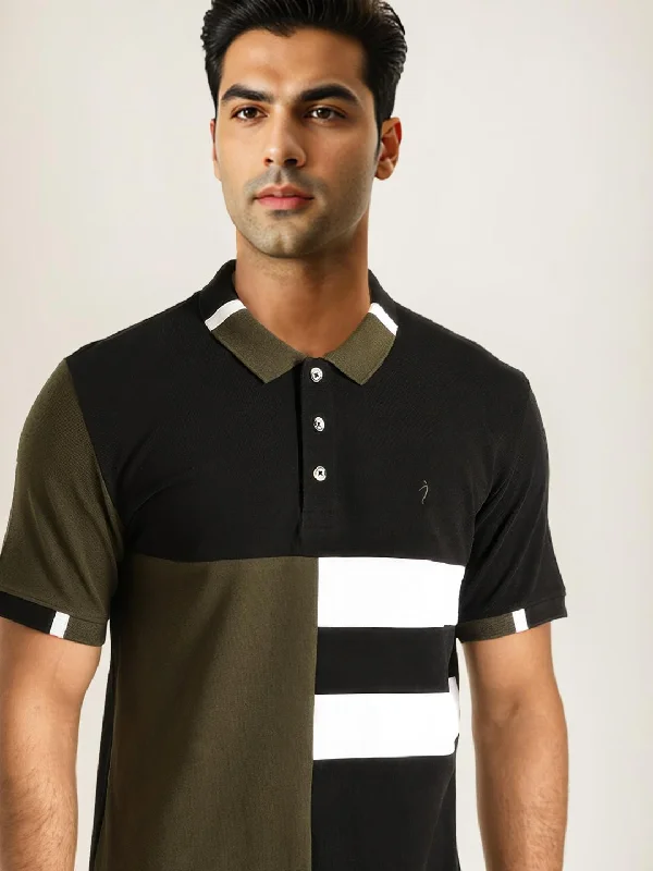 Men's jacquard woven polo shirts with intricate designsMen Color Block Polo T-Shirt Men's jacquard woven polo shirts with intricate designsMen Color Block Polo T-Shirt