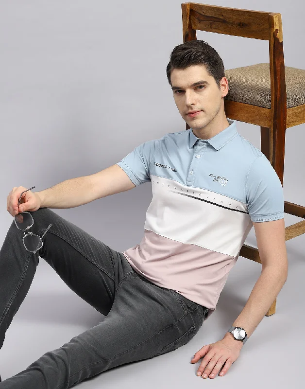Men's color - block polo shirts with a bold fashion statementMen Pink Printed Polo Collar Half Sleeve T-Shirt Men's color - block polo shirts with a bold fashion statementMen Pink Printed Polo Collar Half Sleeve T-Shirt