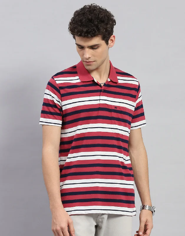 Men's budget - friendly basic polo shirts in multiple colorsMen Red Stripe Polo Collar Half Sleeve T-Shirt Men's budget - friendly basic polo shirts in multiple colorsMen Red Stripe Polo Collar Half Sleeve T-Shirt
