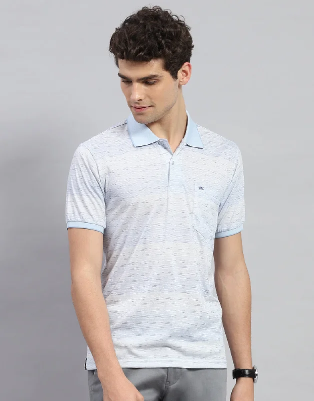 Men's luxury cashmere blend polo shirts in solid colorsMen Sky Blue Printed Polo Collar Half Sleeve T-Shirt Men's luxury cashmere blend polo shirts in solid colorsMen Sky Blue Printed Polo Collar Half Sleeve T-Shirt