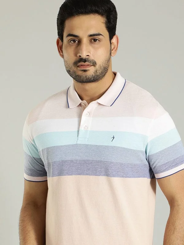 Men's UV - protected polo shirts for outdoor gardeningMen Striped Polo T-Shirt