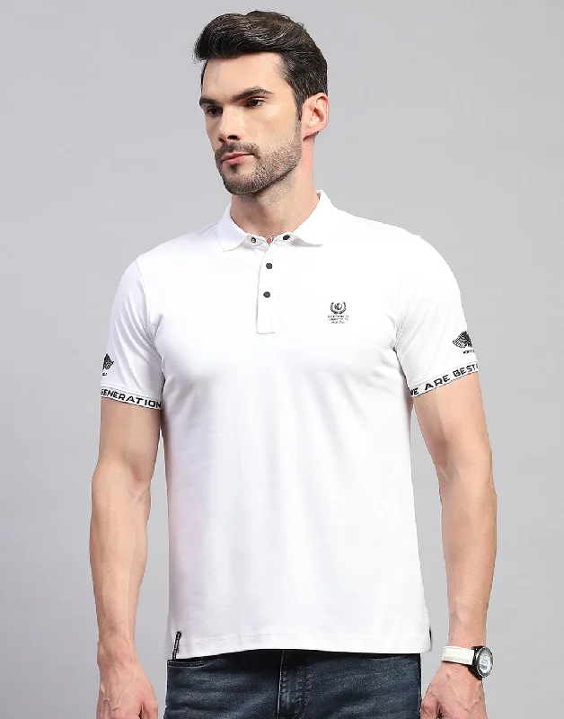 Men's breathable cotton blend polo shirts for summer outingsMen White Solid Polo Collar Half Sleeve T-Shirt Men's breathable cotton blend polo shirts for summer outingsMen White Solid Polo Collar Half Sleeve T-Shirt