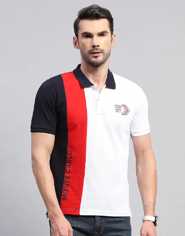 Men's color - block polo shirts with a bold fashion statementMen White Solid Polo Collar Half Sleeve T-Shirt Men's color - block polo shirts with a bold fashion statementMen White Solid Polo Collar Half Sleeve T-Shirt