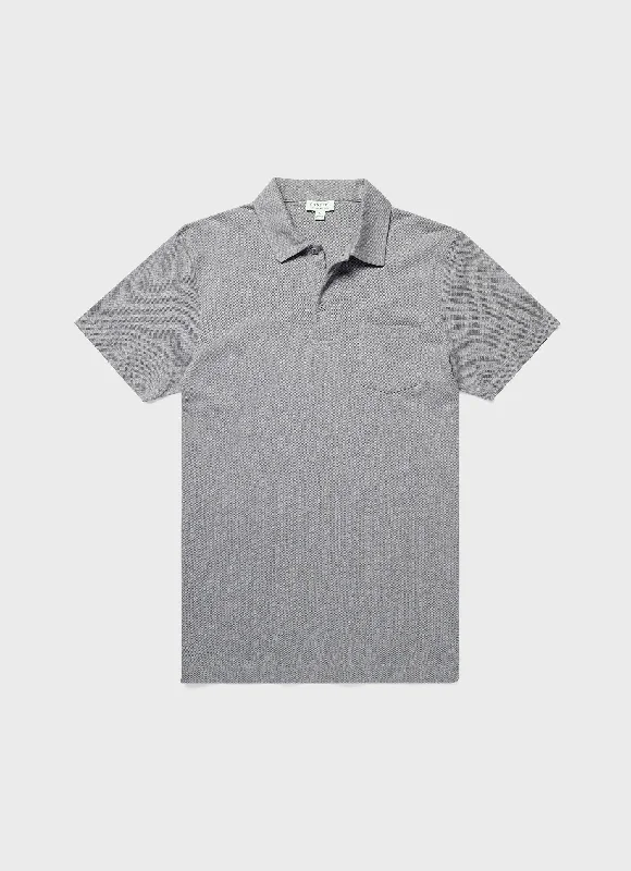 Men's slim fit short sleeve polo shirts with contrast collarsMen's Riviera Polo Shirt in Grey Melange Men's slim fit short sleeve polo shirts with contrast collarsMen's Riviera Polo Shirt in Grey Melange