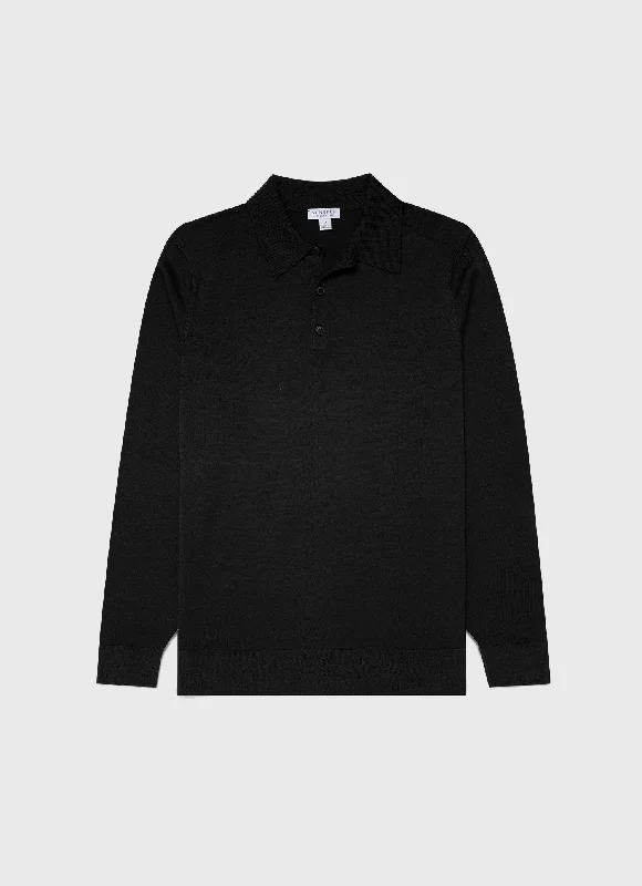 Men's slim fit short sleeve polo shirts with contrast collarsMen's Extra-Fine Merino Polo Shirt in Black Men's slim fit short sleeve polo shirts with contrast collarsMen's Extra-Fine Merino Polo Shirt in Black
